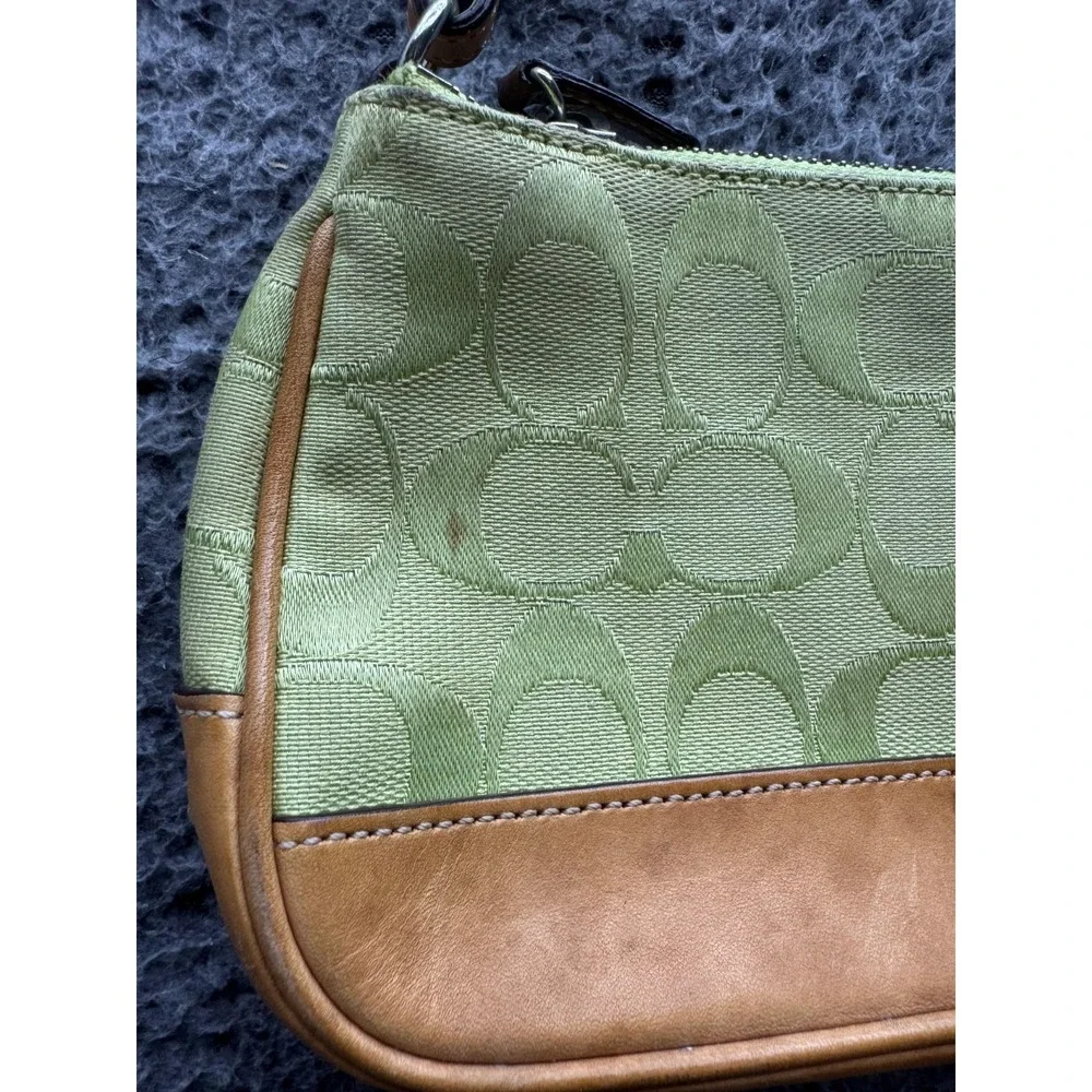 Vintage Coach Womens Signature Monogram Demi Shoulder Bag Lime Green 6094